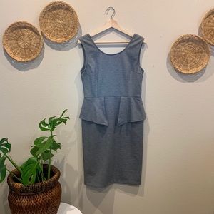 Anthro THML Upland Girl Sleeveless Gray Peplum Knee-length Sheath/Bodycon dress